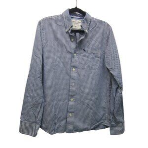Abercrombie & Fitch Muscle Style-Navy Gingham Mens Button‎ Up Dress Shirt Medium